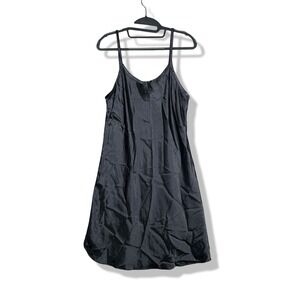 Gilligan & O'Malley Slip Dress Womens Large Black Satin Minimalist Lingerie